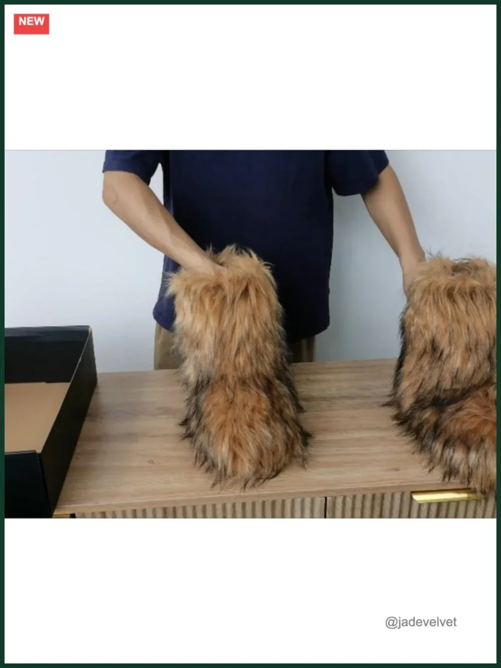 Faux Fur Mid-Calf Winter Boots Round Toe Cozy Snow Boots
